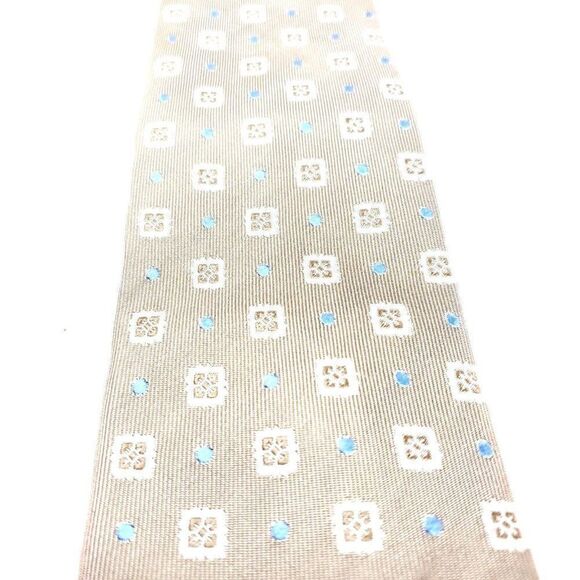 Tasso Ella Beige Silk‎ Tie Woven Geometric - Picture 2 of 7